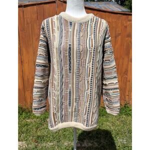 Vintage COOGI Style Wool 3D Patterned Sweater XL